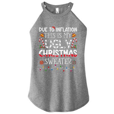 Due To Inflation Ugly Christmas Sweaters Funny Women's Perfect Tri Rocker Tank