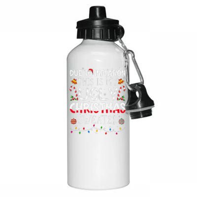 Due To Inflation Ugly Christmas Sweaters Funny Aluminum Water Bottle