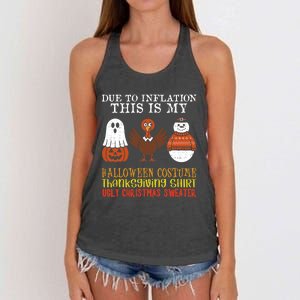 Due To Inflation This Is My Halloween Thanksgiving Christmas Women's Knotted Racerback Tank