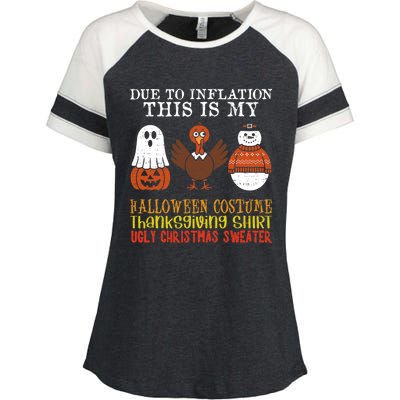 Due To Inflation This Is My Halloween Thanksgiving Christmas Enza Ladies Jersey Colorblock Tee