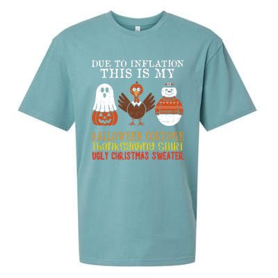 Due To Inflation This Is My Halloween Thanksgiving Christmas Sueded Cloud Jersey T-Shirt