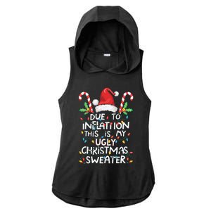 Due To Inflation Ugly Christmas Holiday Festive Ladies PosiCharge Tri-Blend Wicking Draft Hoodie Tank