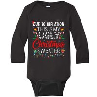 Due To Inflation Ugly Christmas Sweaters Funny Baby Long Sleeve Bodysuit