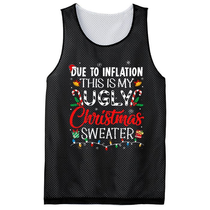 Due To Inflation Ugly Christmas Sweaters Funny Mesh Reversible Basketball Jersey Tank