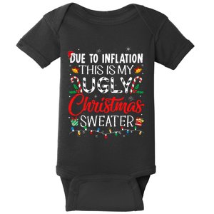 Due To Inflation Ugly Christmas Sweaters Funny Baby Bodysuit