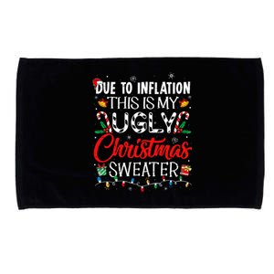 Due To Inflation Ugly Christmas Sweaters Funny Microfiber Hand Towel