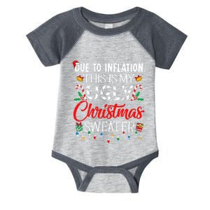 Due To Inflation Ugly Christmas Sweaters Funny Infant Baby Jersey Bodysuit