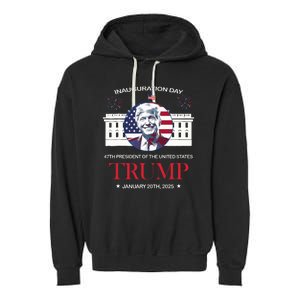 Donald Trump Inauguration Day 2025 47th President 47 Us Flag Garment-Dyed Fleece Hoodie