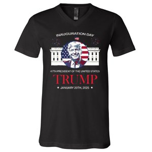 Donald Trump Inauguration Day 2025 47th President 47 Us Flag V-Neck T-Shirt