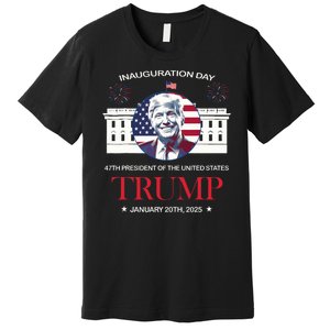 Donald Trump Inauguration Day 2025 47th President 47 Us Flag Premium T-Shirt