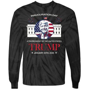 Donald Trump Inauguration Day 2025 47th President 47 Us Flag Tie-Dye Long Sleeve Shirt