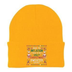 Due To Inflation Funny Ugly Christmas Sweaters Knit Cap Winter Beanie