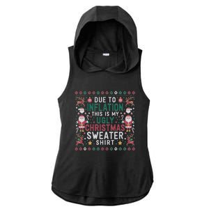 Due To Inflation Funny Ugly Christmas Sweaters Ladies PosiCharge Tri-Blend Wicking Draft Hoodie Tank