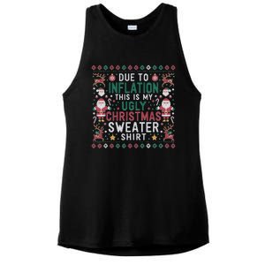 Due To Inflation Funny Ugly Christmas Sweaters Ladies PosiCharge Tri-Blend Wicking Tank