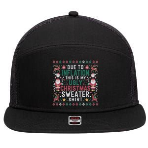 Due To Inflation Funny Ugly Christmas Sweaters 7 Panel Mesh Trucker Snapback Hat