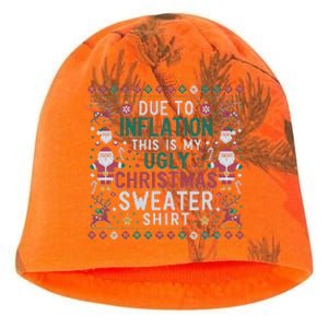 Due To Inflation Funny Ugly Christmas Sweaters Kati - Camo Knit Beanie