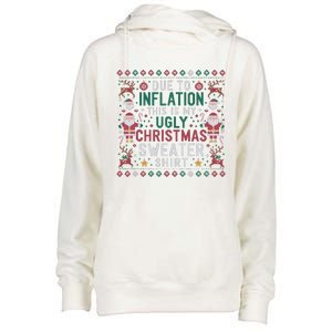 Due To Inflation Funny Ugly Christmas Sweaters Womens Funnel Neck Pullover Hood