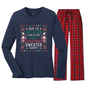 Due To Inflation Funny Ugly Christmas Sweaters Women's Long Sleeve Flannel Pajama Set 