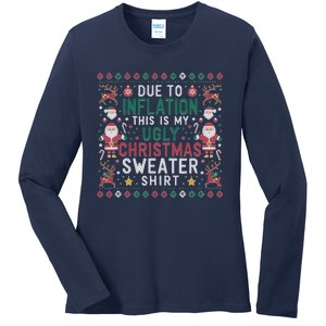 Due To Inflation Funny Ugly Christmas Sweaters Ladies Long Sleeve Shirt