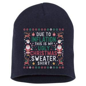 Due To Inflation Funny Ugly Christmas Sweaters Short Acrylic Beanie