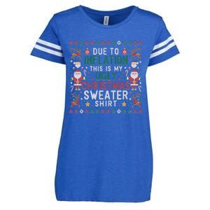 Due To Inflation Funny Ugly Christmas Sweaters Enza Ladies Jersey Football T-Shirt