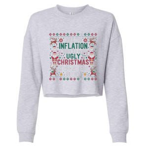 Due To Inflation Funny Ugly Christmas Sweaters Cropped Pullover Crew