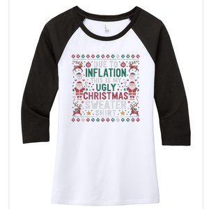 Due To Inflation Funny Ugly Christmas Sweaters Women's Tri-Blend 3/4-Sleeve Raglan Shirt