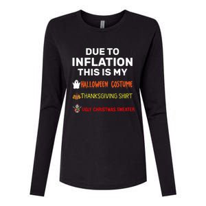 Due To Inflation This Is My Funny Halloween Costume Womens Cotton Relaxed Long Sleeve T-Shirt