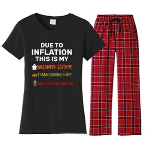 Due To Inflation This Is My Funny Halloween Costume Women's Flannel Pajama Set