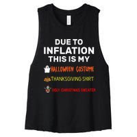 Due To Inflation This Is My Funny Halloween Costume Women's Racerback Cropped Tank