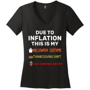 Due To Inflation This Is My Funny Halloween Costume Women's V-Neck T-Shirt