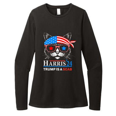 Donald Trump Is A Scab Vote Harris Valz Cat Lady Womens CVC Long Sleeve Shirt