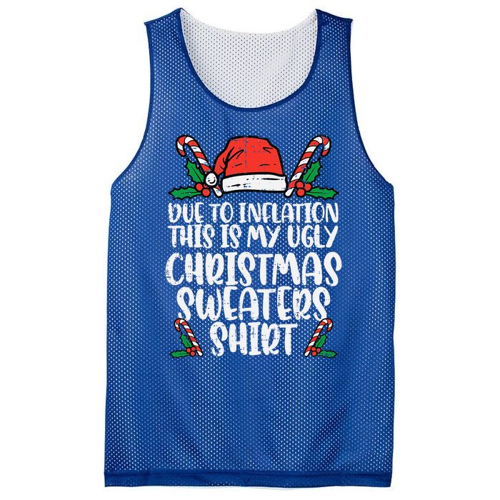 Due To Inflation Funny Christmas Sweater Xmas Mesh Reversible Basketball Jersey Tank