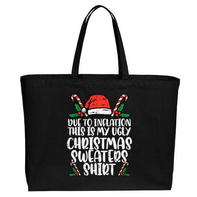 Due To Inflation Funny Christmas Sweater Xmas Cotton Canvas Jumbo Tote