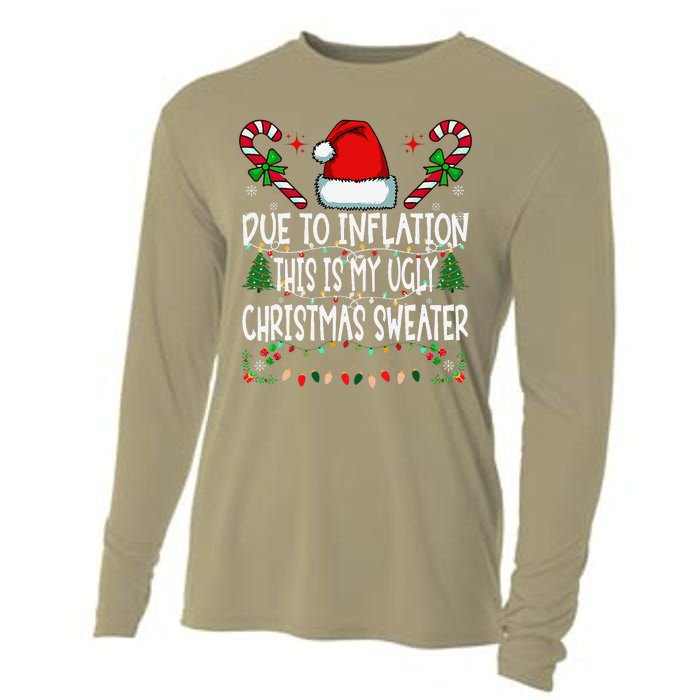 Due To Inflation Ugly Christmas Sweaters Funny Cooling Performance Long Sleeve Crew