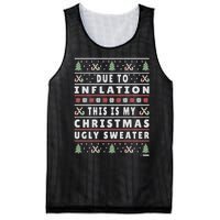 Due To Inflation Ugly Christmas Sweater Funny Xmas Quote Mesh Reversible Basketball Jersey Tank