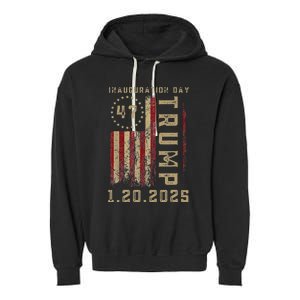 Donald Trump Inauguration Day 2025 47th President 47 Us Flag Garment-Dyed Fleece Hoodie