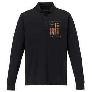 Donald Trump Inauguration Day 2025 47th President 47 Us Flag Performance Long Sleeve Polo