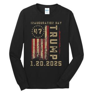 Donald Trump Inauguration Day 2025 47th President 47 Us Flag Tall Long Sleeve T-Shirt