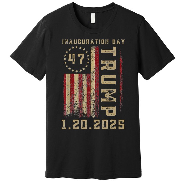 Donald Trump Inauguration Day 2025 47th President 47 Us Flag Premium T-Shirt