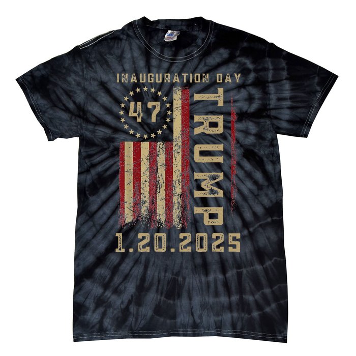 Donald Trump Inauguration Day 2025 47th President 47 Us Flag Tie-Dye T-Shirt