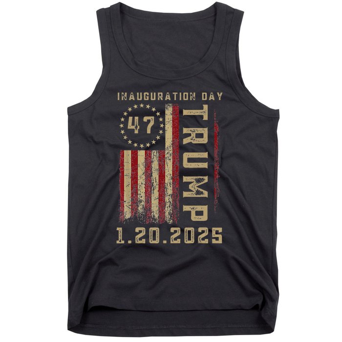 Donald Trump Inauguration Day 2025 47th President 47 Us Flag Tank Top