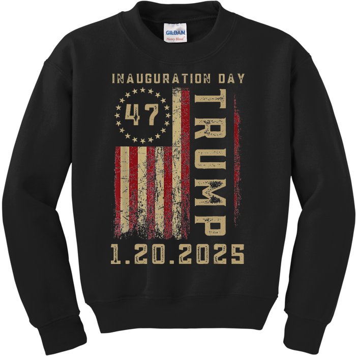 Donald Trump Inauguration Day 2025 47th President 47 Us Flag Kids Sweatshirt