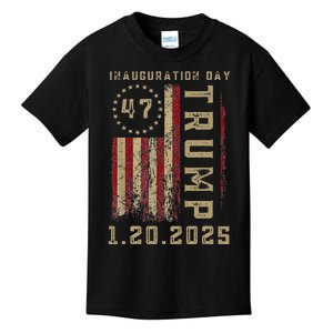 Donald Trump Inauguration Day 2025 47th President 47 Us Flag Kids T-Shirt