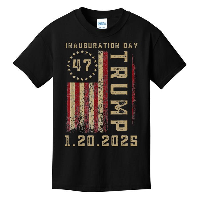 Donald Trump Inauguration Day 2025 47th President 47 Us Flag Kids T-Shirt