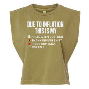 Due To Inflation This Is My Halloween Thanksgiving Christmas Garment-Dyed Women's Muscle Tee