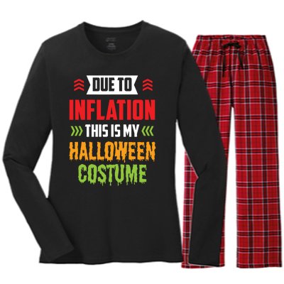 Due To Inflation This Is My Halloween Costume Stagflation Women's Long Sleeve Flannel Pajama Set 