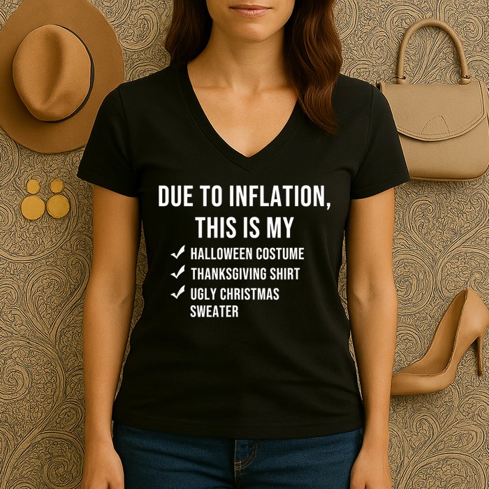 Due To Inflation This Is My Halloween Costume Generic Funny Women's V-Neck T-Shirt