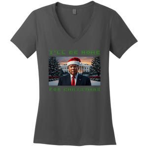 Donald Trump Ill Be Home For Christmas Inauguration Women's V-Neck T-Shirt