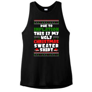 Due To Inflation This Is My Ugly Christmas Sweater Shirt Funny Ladies PosiCharge Tri-Blend Wicking Tank